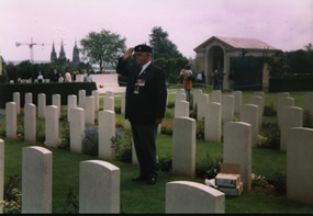 Len Butt, Paying Respects at the the Grave of Sgt J.A.Brown R.E.